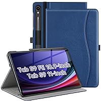 ZtotopCases for Samsung Galaxy Tab S9 FE 5G 10.9 Inch/Tab S9 11 Inch Case 2023, Premium PU Leather Business Folio Folding Stand Cover with Auto Sleep/Wake&Multiple Viewing Angles, Support S Pen, Blue
