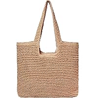 Large Straw Beach Bag for Women Woven Shoulder Bags Hobo Straw Tote Bag with Tassels for Summer Vacation