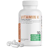Vitamin K Triple Play (Vitamin K2 MK7 / Vitamin K2 MK4 / Vitamin K1) Full Spectrum Complex Vitamin K Supplement, 90 Capsules