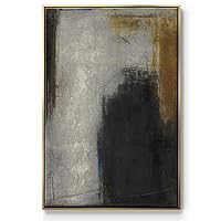 Renditions Gallery Abstract Wall Art Home Decor Rustic Black Golden Brush Strokes Gold Floating Frame Abstract Artwork for Kitchen Hotel Restaurants Walls - 17