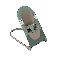Boon Slant Portable Baby Bouncer - Folding Baby Seat for Infants - Lightweight Portable Baby Chair with Machine Washable Fabric and 3-Point Harness - Dark Green