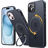 andobil for iPhone 15 Plus Case [360° Ring Stand] [Compatible with Magsafe] Military Drop Protection Slim Magnetic iPhone 15 Plus Phone Case for Men Women- Easy-Relax Series- Matte Black