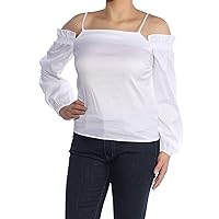 Womens Cold Shoulder Knit Blouse, White, Small
