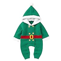 Boy Top Newborn Infant Boy Girl Christmas Knitted Sweater Baby Winter Warm Fleece Hooded Jumpsuit Romper 2yo Boy