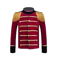 TiaoBug Kids Girls Boys Drum Major Costume Marching Band Uniform Tassel Red Circus Ringmaster Jacket Halloween Costumes