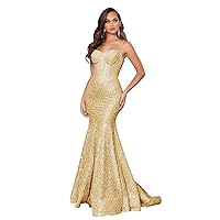 Sparkly Sequin Prom Dresses for Women Mermaid Long Spaghetti Straps Formal Evening Party Gowns