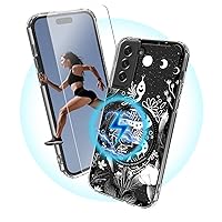Design for Samsung Galaxy S21 FE 5G Case w/Screen Protector [Compatible with MagSafe] Magnetic Clear Slim-fit Soft Bumper Phone Case for Galaxy S21 FE (6.4 inch), Witchy Snake Trippy Moon