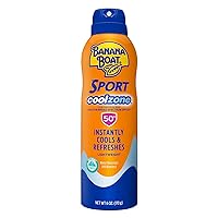 Banana Boat Sport Cool Zone SPF 50 Sunscreen Spray, 6oz | Sport Sunscreen Spray SPF 50, Clear Sunscreen Spray, Banana Boat Sunscreen Spray SPF 50, Oxybenzone Free Sunscreen, 6oz