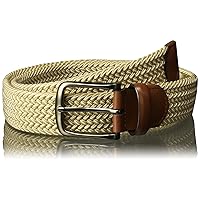 Perry Men's Woven Belt with Stretch Leather-Trim Fabric