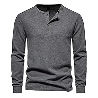 1/2 Button Down Henley Shirts for Men Slim Outdoor Combat Gym Athletic Shirts Tops Fashion Long Sleeve Pullover