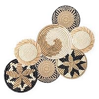Hanging Woven Wall Basket Set - 7 Unique Handcrafted Seagrass Baskets for Boho, Farmhouse & Rustic Wall Decor, Table Settings & More - Ready to Hang with Nails & Marking Pencil Included