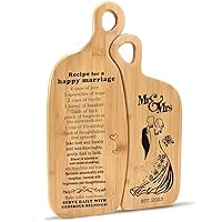 Wedding Gifts for Couples 2023 Marriage Cutting Boards Anniversary Newlywed Gift for Friend Mr and Mrs Gifts Bridal Shower Gifts for Bride Recipe for a Happy Marriage for Couples Cutting Board Set
