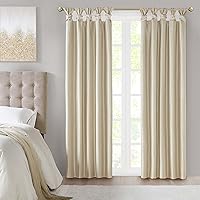 Madison Park Emilia Faux Silk Total Blackout Single Curtain with Privacy Lining, DIY Twist Tab Top, Window Drape for Living Room, Bedroom and Dorm, 84