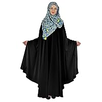 Bimba Solid Abaya with Hijab/Scarf Islamic Prayer Long Dress for Women Kimono Sleeves Dress