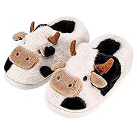 Kids Toddler Cow Slippers Boys Girls House Slipper Cartoon Animal Slippers Warm Lined Slip On Preppy Slippers Indoor Outdoor Shoes