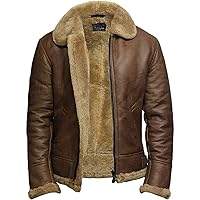 Leather Bomber Jackets For Men Real Sheepskin B3 Aviator Leather Jacket With Thick Shearling Sheepskin