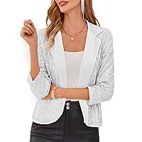 GRACE KARIN Women Business Casual Cropped Blazer Jacket Open Front Cotton Cardigan