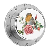Kitchen Timer White Pink Bird Magnetic Countdown Clock for Cooking Teaching Studying
