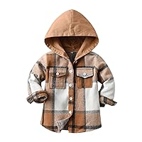 Kids Plaid Flannel Shirt Toddler Baby Boys Girls Long Sleeve Button Down Jacket Fall Sherpa Coat Tops Outwear