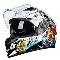Full Face Motorcycle Helmet 2 Lenses with Rear Wing Motorbike Street Bike Helmet for Adults DOT Approved