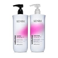 Kenra Volume Shampoo & Conditioner Set | Creates Body, Bounce & Fullness | Increases Volume up to 45% | Fine To Normal Hair | Liter Duo
