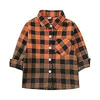 Unisex Girl Boy Autumn Winter Shirt Top Boys Girls Long Sleeve Flannel Plaid Button Down Shirts Coats Size 3 15