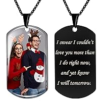 Fanery sue Necklace with Picture Inside, Picture Necklace Personalized Photo Custom Necklace Dog Tag Chain Hip Hop Jewelry Military Pendant Memorial Gifts for Men