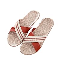 Flax Suction Sweat Odor-Proof Summer Spring Fall Winter Home Linen Cool Shoes Sandals Couples Indoor Four Seasons Cotton Linen Slippers