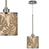 Tropical Woodwork Mini Pendant Light with Print Shade