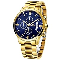 MEGALITH Mens Watches Chronograph Stainless Steel Waterproof Watches for Men Large Face Dress Mens Wrist Watches Analogue Luminous Date, Gift for Men