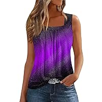 Deal of The Day Prime Today Only,Sexy Tank Tops for Women Tops for Women Summer Sleeveless Sequin Trendy Tees Casual Cute Scoop Neck Gradient Tank Top Womens Workout Crop Shirts (1-Purple,L)
