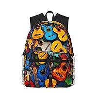 Color Acoustic And Guitars School Backpack For, Unisex Large Bookbag Schoolbag Casual Daypack For