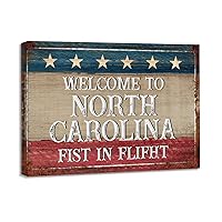Yelolyio North Carolina Stste Canvas Prints Welcome to North Carolina Fist in Flifht Wall Art Oil Painting On Canvas Wooden Framed Art Canvas for Farmhouse Home Office School Decoration 16x20 Inch