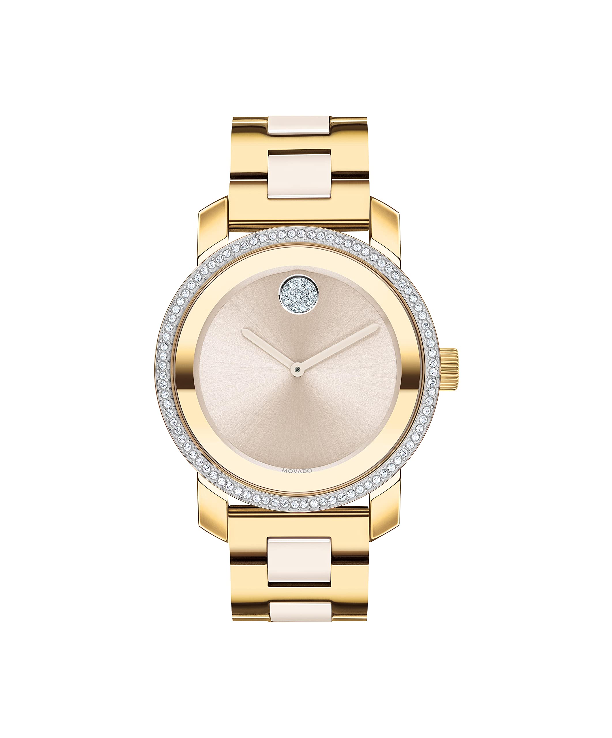 Movado Bold Ceramic Women's Swiss Qtz Chrono Stainless Steel and Bracelet Casual Watch, Color: Two Tone (Model: 3600785)
