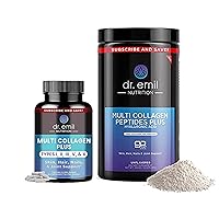 Complete Multi Collagen Bundle - Double The Collagen & Double The Hair, Skin & Nails Benefits - Collagen Peptide Pills & Collagen Powder Bundle (15 Servings)