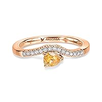 18K Yellow/White/Rose Gold Crescent Ring With 0.47 TCW Natural Diamond (Pear Shape,Orange Color,VS-SI2) Gemstone Rings, Rings For Women, Dainty Rings, Minimalist Rings, Gift For Her Jewelry For Women