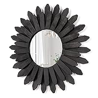 Honiway 21 inch Black Wall Decor Vintage Mirror, Boho Style, Wooden Frame, Easy to Hang, Ideal Gift