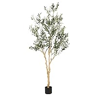 Realead Faux Olive Tree 7ft - Realistic Tall Silk Olive Trees Artificial Indoor Decor - Large Potted Fake Olive Tree with Branches and Fruits - Artificial Olive Trees for Home Office Decor Indoor