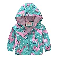 Toddler Baby Boys Girls Zip Up Cartoon Print Jacket Hooded Long Sleeve Coat Kids Windbreaker Coats Casual Fall Spring Clothes
