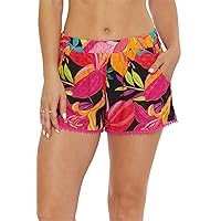 Trina Turk Women's Standard Solar Shorts, Floral Print, Beach Cover Ups