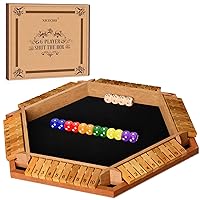 2-6 Players Shut The Box Dice Game, Wooden Board Table Math Game with 16 Dice, Classics Tabletop Games for Kids Adults, Family,Classroom,Home,Party or Pub