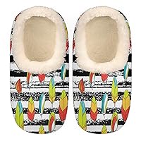 Animal Feather Women's Slippers, Stripe Soft Cozy Plush Lined House Slipper Shoes Indoor Non-Slip Slippers for Girls Boys Teenager