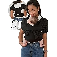 Konny Baby Carrier Flex Elastech Premium Material - Adjustable, Easy to Wear and Wrap Baby Sling, Perfect for Newborn Babies Essentials up to 44 lbs, (XS-XL) - Black