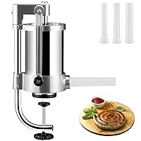 VEVOR Sausage Stuffer, 2.5LBS/1.5L Capacity, 304 Stainless Steel Vertical Sausage Stuffer, Sausage Filling Machine with 3 Stuffing Tubes