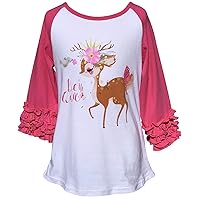 Little Girls Graphic Christmas Holiday Party Fall Raglan Top T-Shirt Tee Blouse