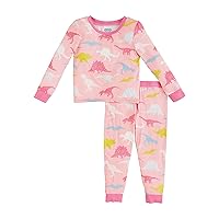 Mud Pie Girls Pink Dino Glow Pjs