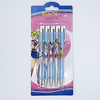Sailor Moon Pen Set Featuring Sailor Mercury, Mars, Jupiter, Venus and Sailor Moon Set of Five