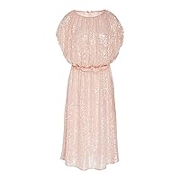 Adam Lippes Womens Pink Sequined Sleeveless Jewel Neck Below The Knee Cocktail Fit + Flare Dress 0