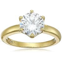 Amazon Collection Sterling Silver Solitaire Ring set with Round Infinite Elements Cubic Zirconia
