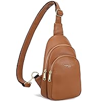 INICAT Small Crossbody Sling Bags Faux Leather Fanny Pack Purses for Women(Brown)